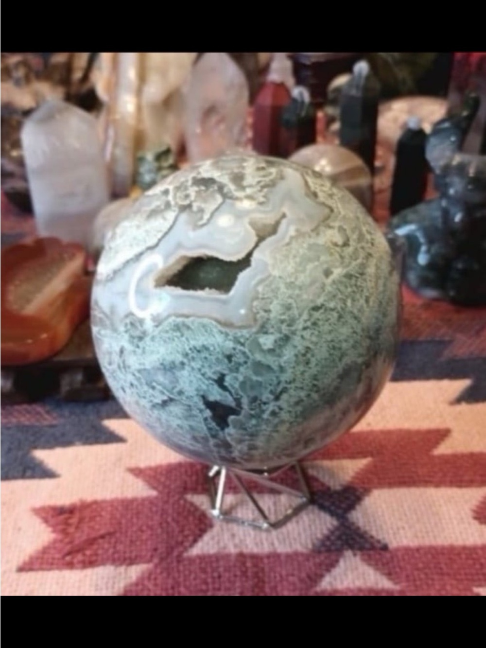Moss Agate Sphere 2lbs 9.6 ounces